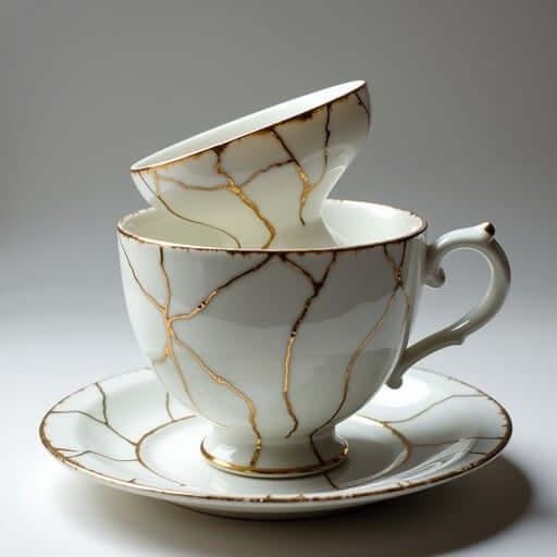 Hands gently washing a porcelain teacup with a soft sponge.